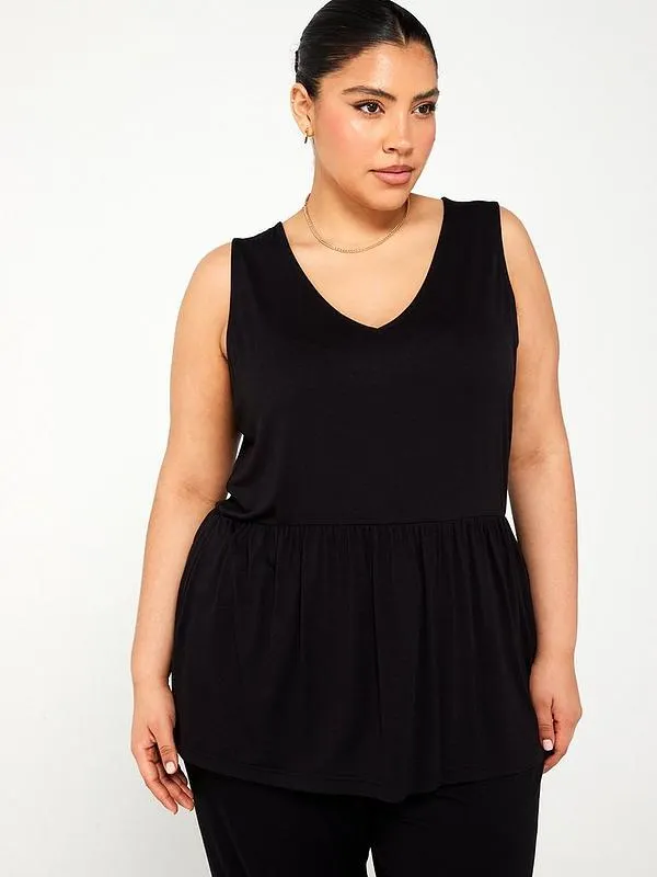 V Neck Peplum Swing Vest
