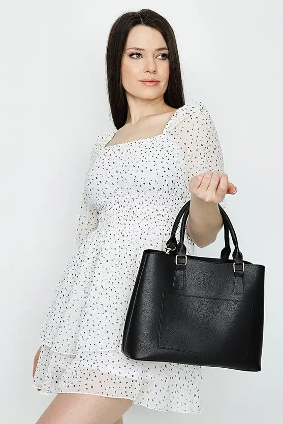 Black Pocket Detail Handheld Bag