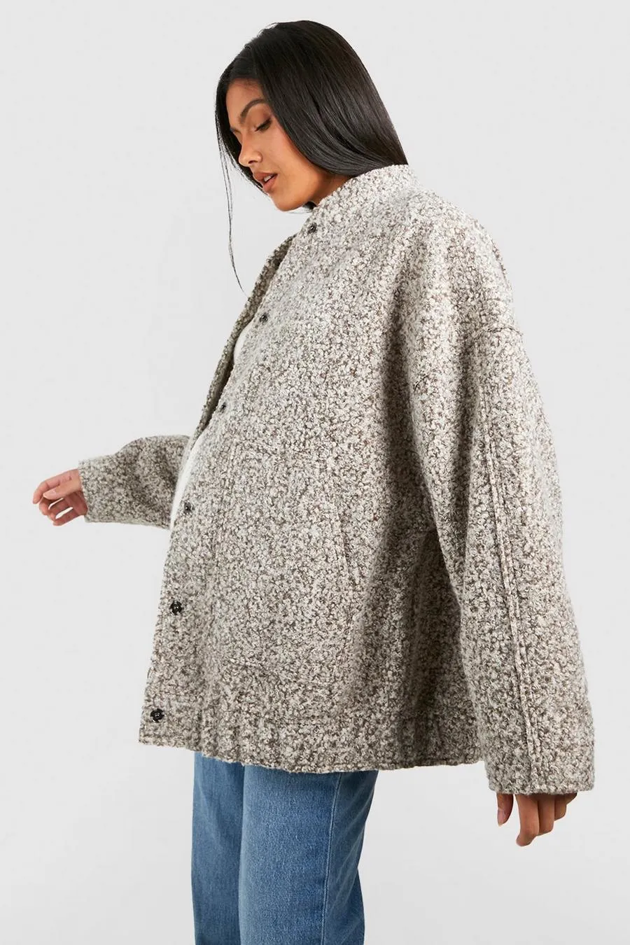 Maternity Oversized Wool Bomber Jacket