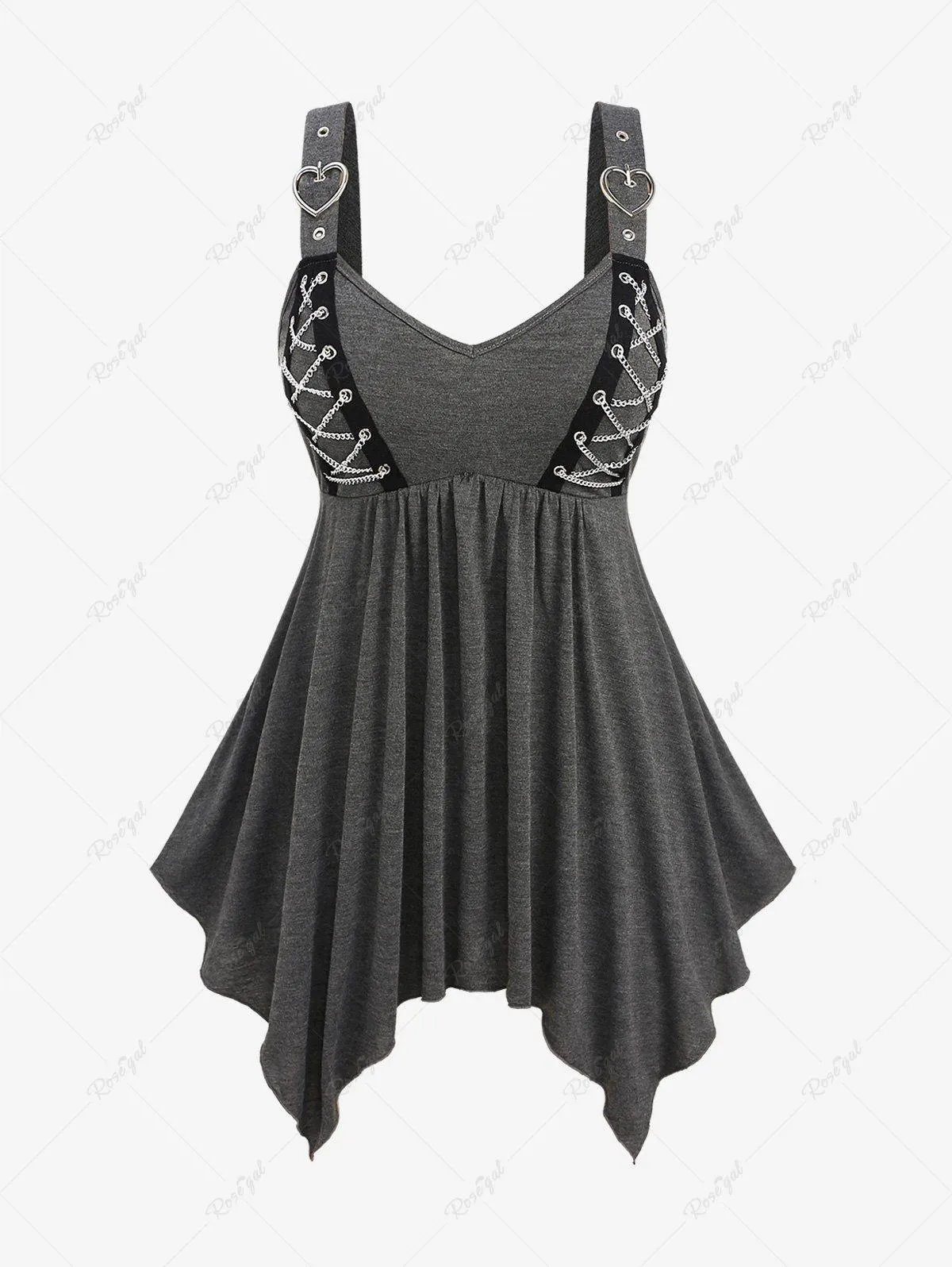 Plus Size Chains Braided Heart Buckle Handkerchief Tank Top - 2x | Us 18-20