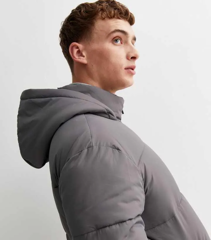 Dark Grey Hooded Puffer Jacket