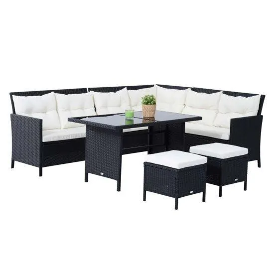Outsunny 6 Piece Modular Rattan Sofa Set - Black