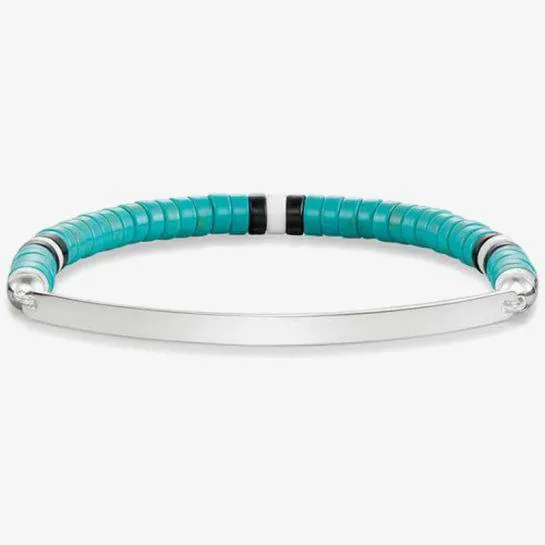 Silver Love Bridge Simulated Turquoise Bead Bracelet