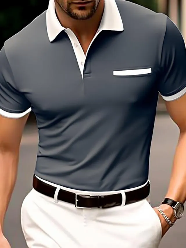 Men's Button Up Polos Polo Shirt Casual Holiday Lapel Long Sleeve Fashion Basic Plain Classic Summer Regular Fit White Burgundy Sky Blue Grey Button Up Polos