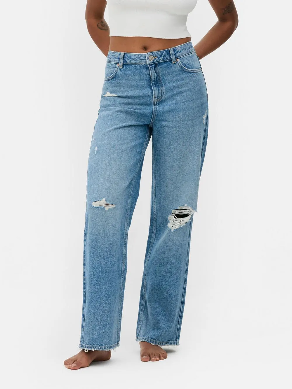 Ripped Wide Leg Jeans
