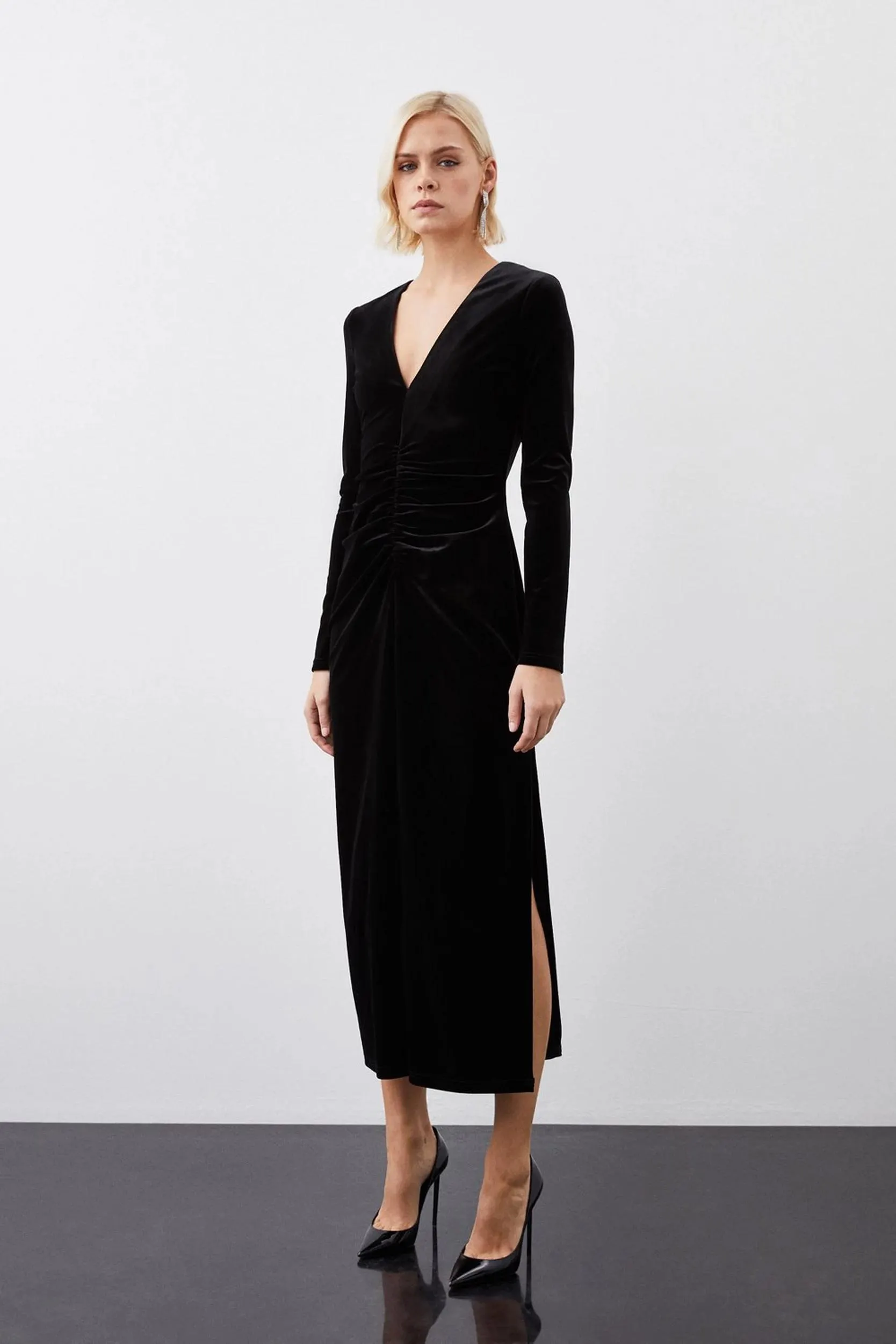 Stretch Velvet Jersey Maxi Dress