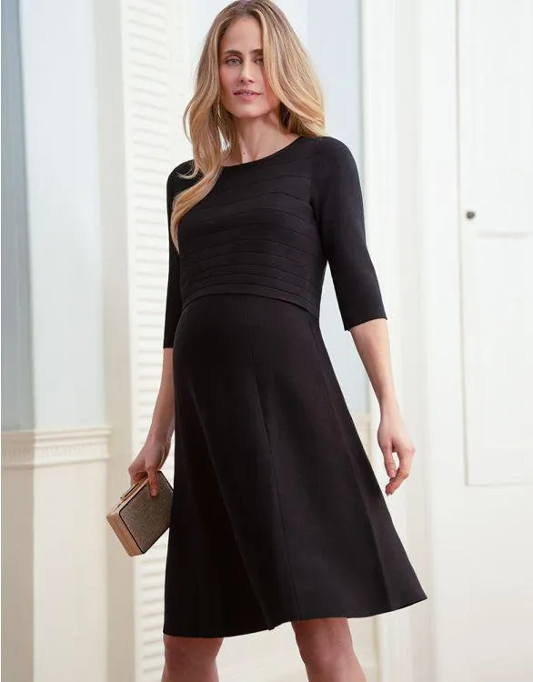 Stretch Knit Black Maternity & Nursing Dress