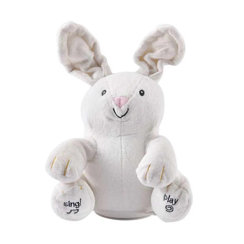Peekaboo - Interactive Rabbit Musical Stuffed Toy with Floppy Moving Ears - Requires 3 AA Batteries (not included)