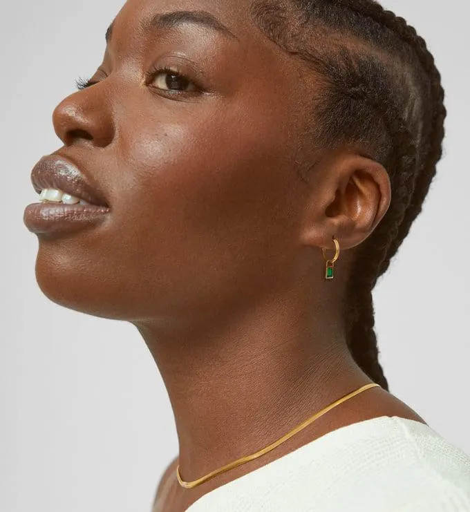 Baguette Ear Charm Power Huggie Earrings