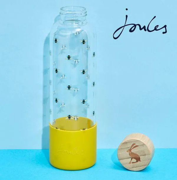 Joules Glass Water Bottle - Bee