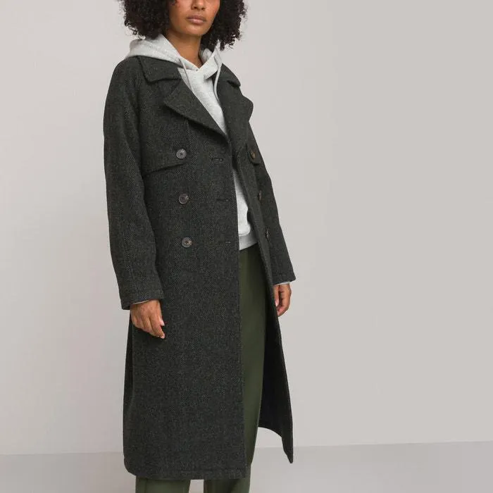 Herringbone Wool Mix Coat