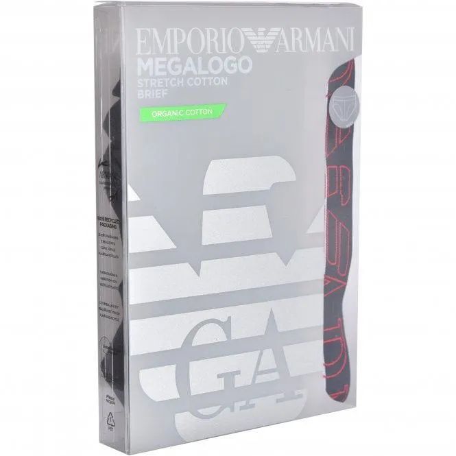 Emporio Armani Striped Mega Logo Brief, Navy