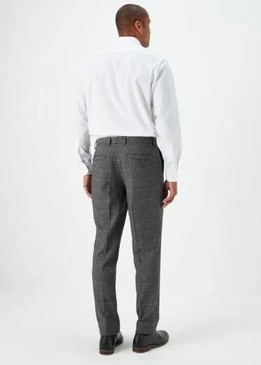 Taylor & Wright Charcoal Check Slim Fit Trousers - 30 Waist 29 Leg