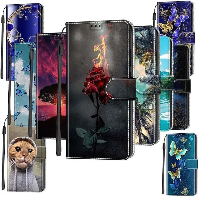 Phone Case For Apple iPhone 15 Pro Max Plus iPhone 15 Pro Max Plus 14 13 12 11 X XR XS 8 7 Leather Bumper Frame Full Body Protective Four Corners Drop Resistance Flower TPU PU Leather