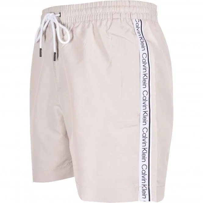 Calvin Klein Logo Tape Swim Shorts, Stony Beige