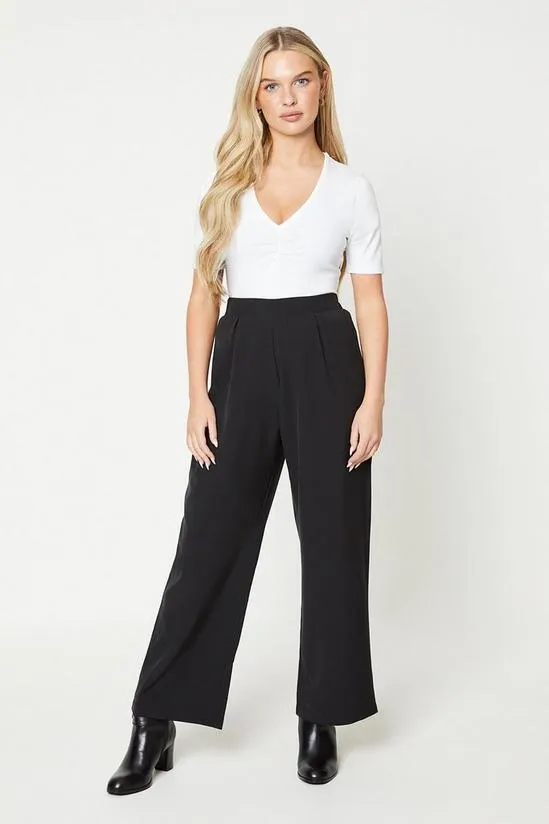 Petite Pull On Wide Leg Trouser