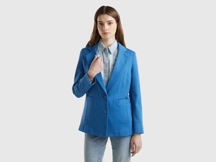 Fitted blazer in cotton blend