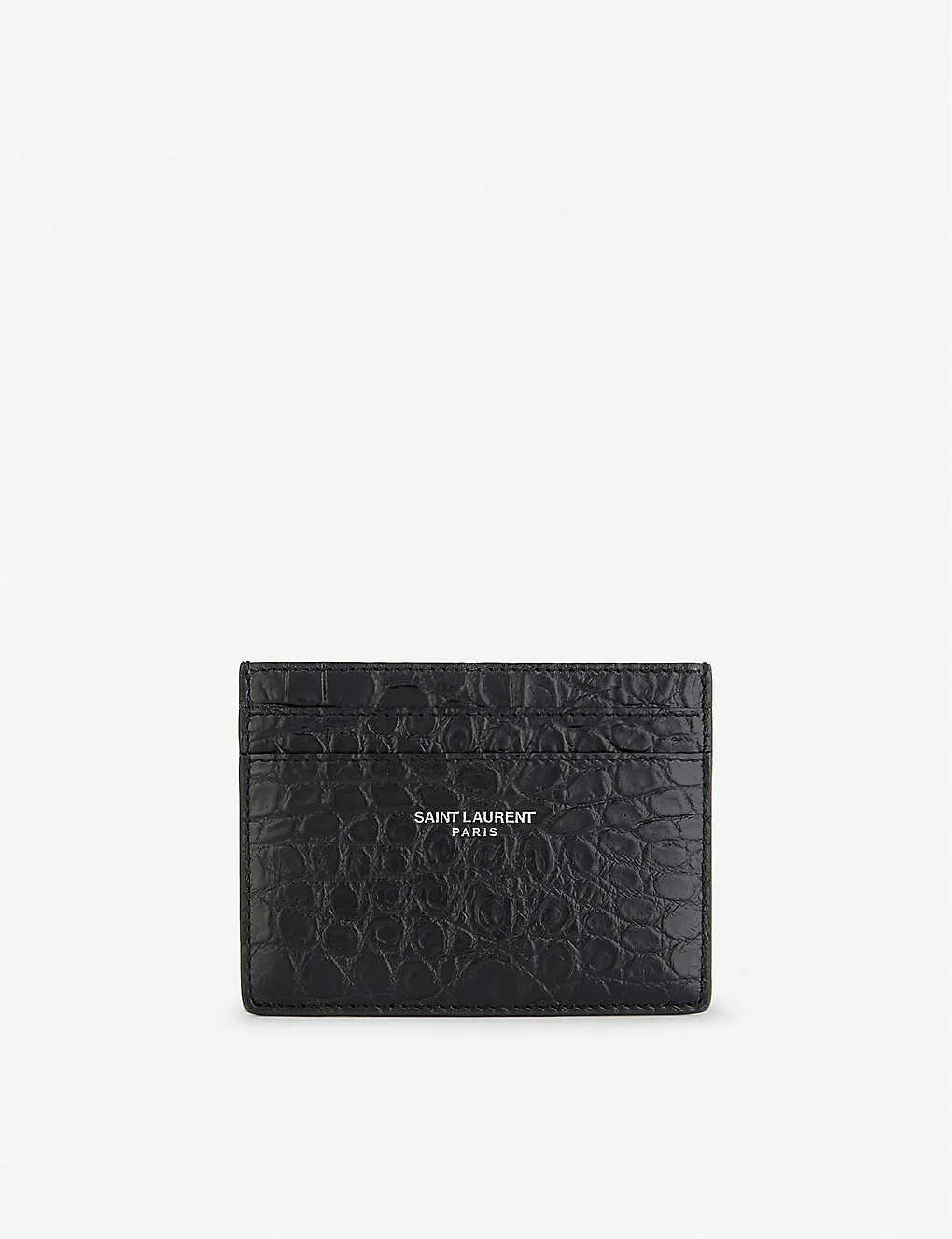 Branded crocodile-embossed leather card holder
