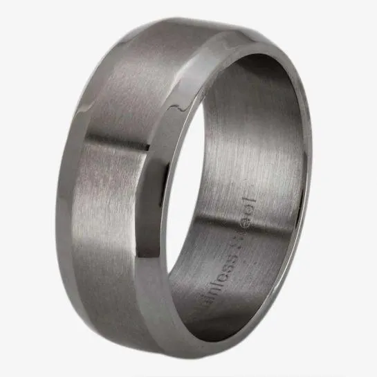 Matte Polished Beveled Edges Ring