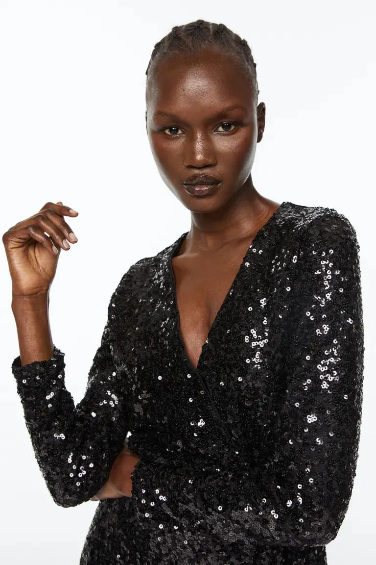 Sequined wrap dress