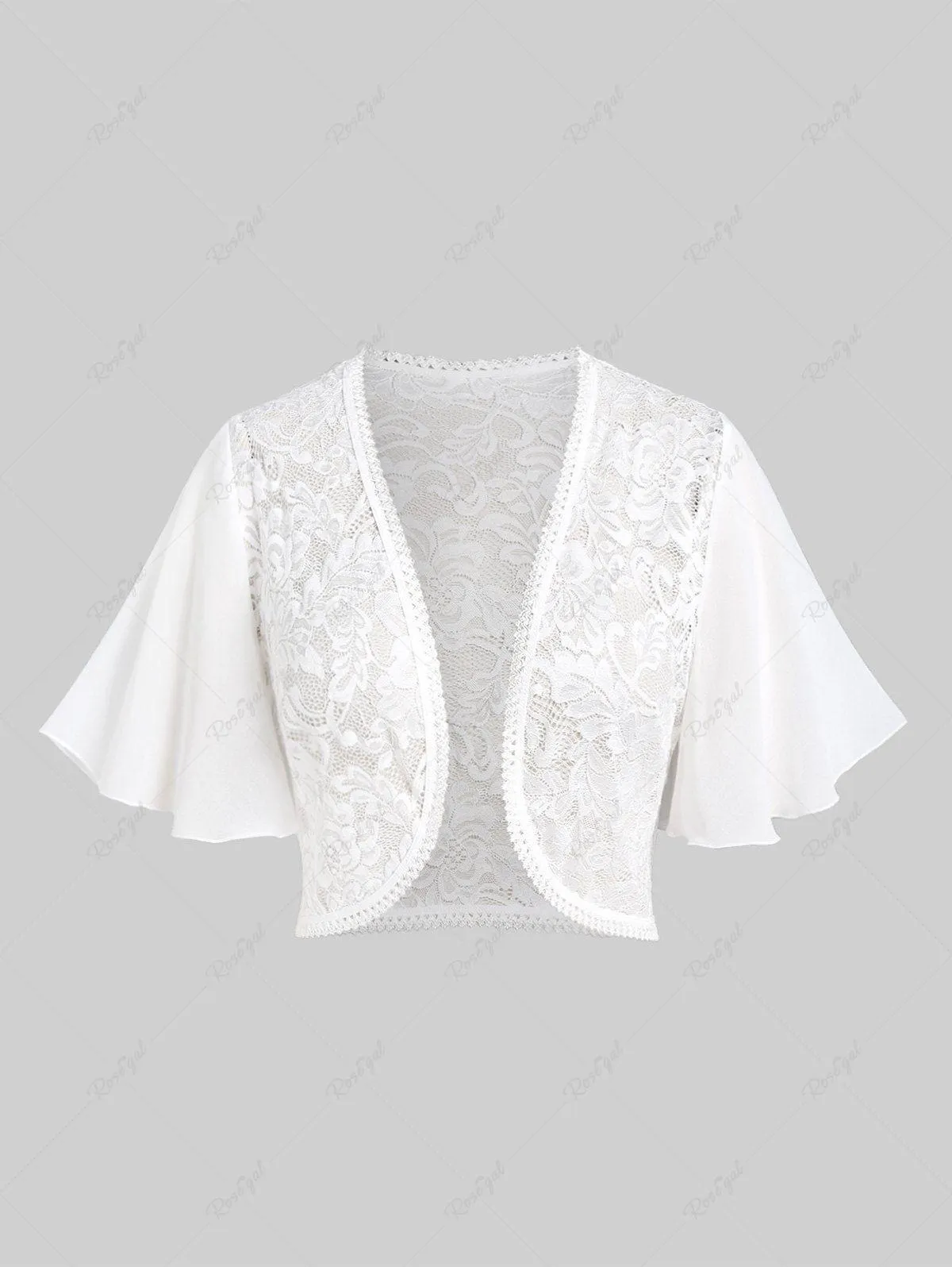 Plus Size Chiffon Butterfly Sleeve Lace Bolero Shrug Tops for Dress - 3x | Us 22-24