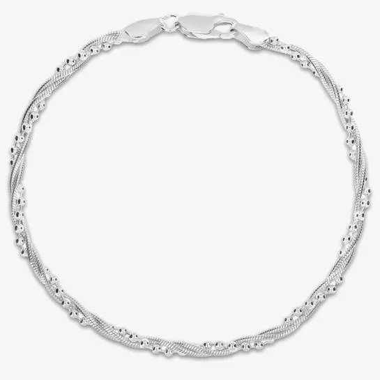 Sterling Silver 18cm Ball and Snake Chain Bracelet 8.20.4561