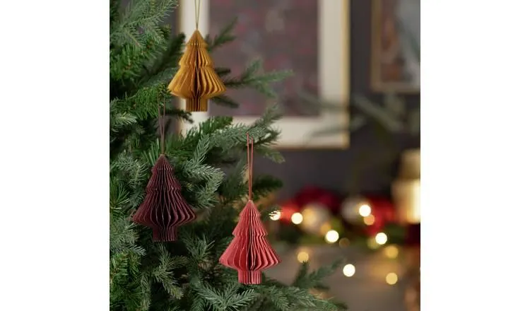 Habitat Pack of 3 Hanging Paper Christmas Tree Decorations