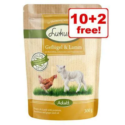 12 x 300g Lukullus Pouches Wet Dog Food - 10 + 2 Free!*