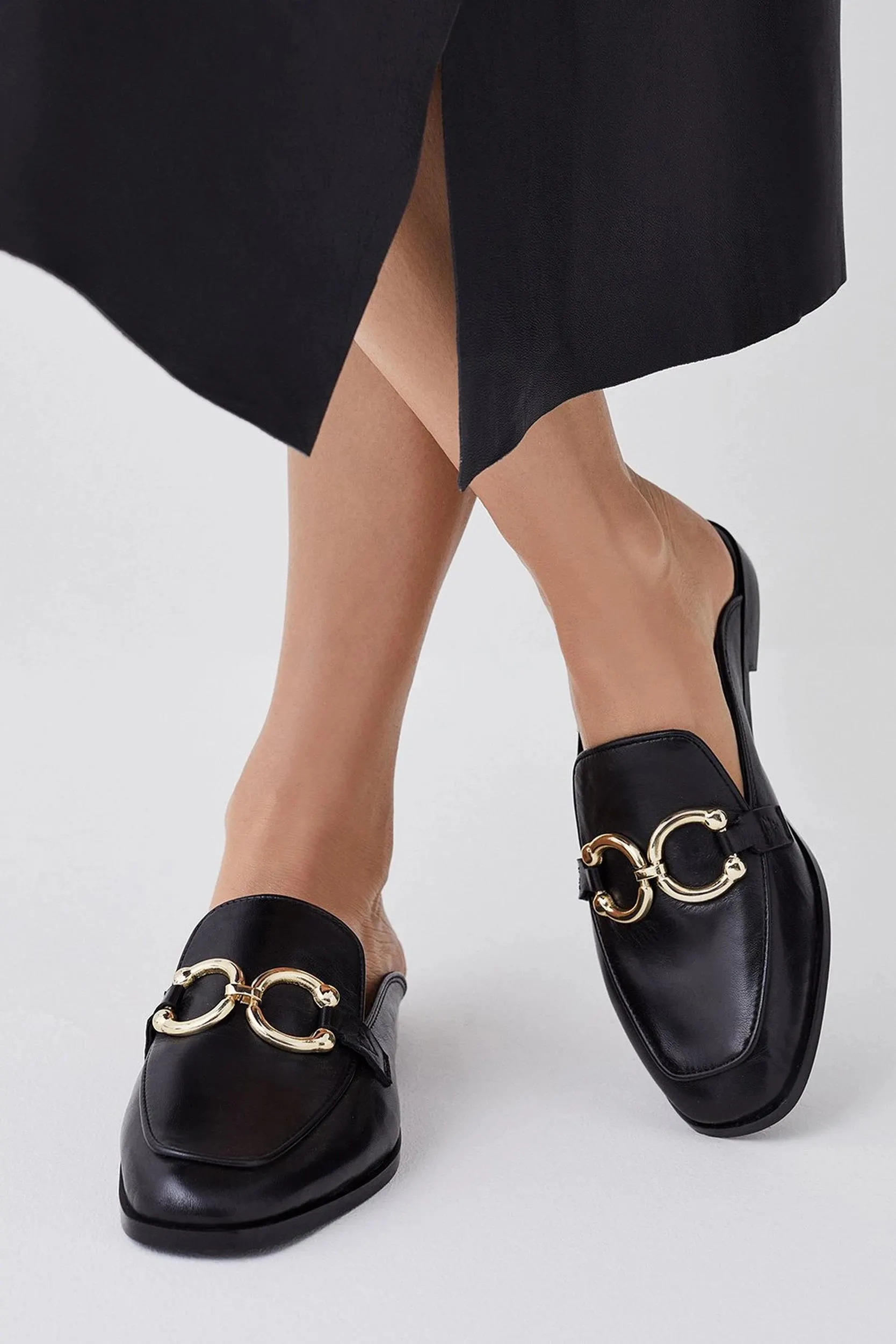 Leather Open Back Slip-on Loafer