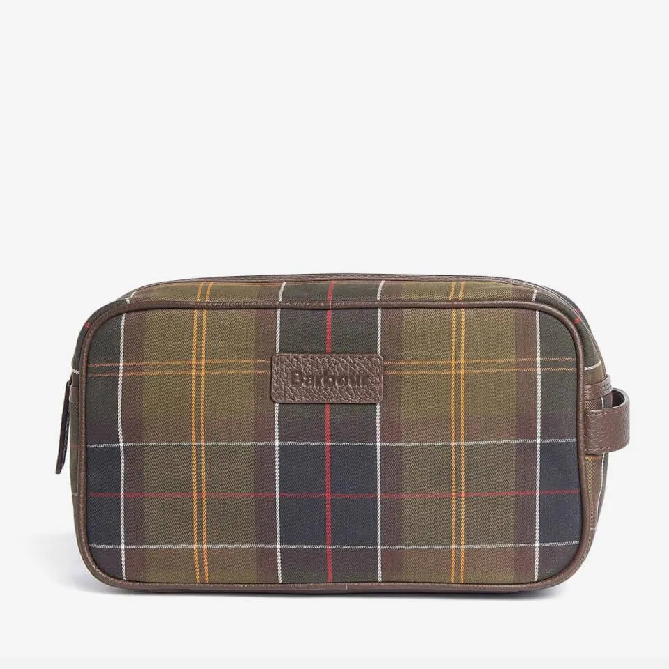 Barbour Tartan Leather Wash Bag