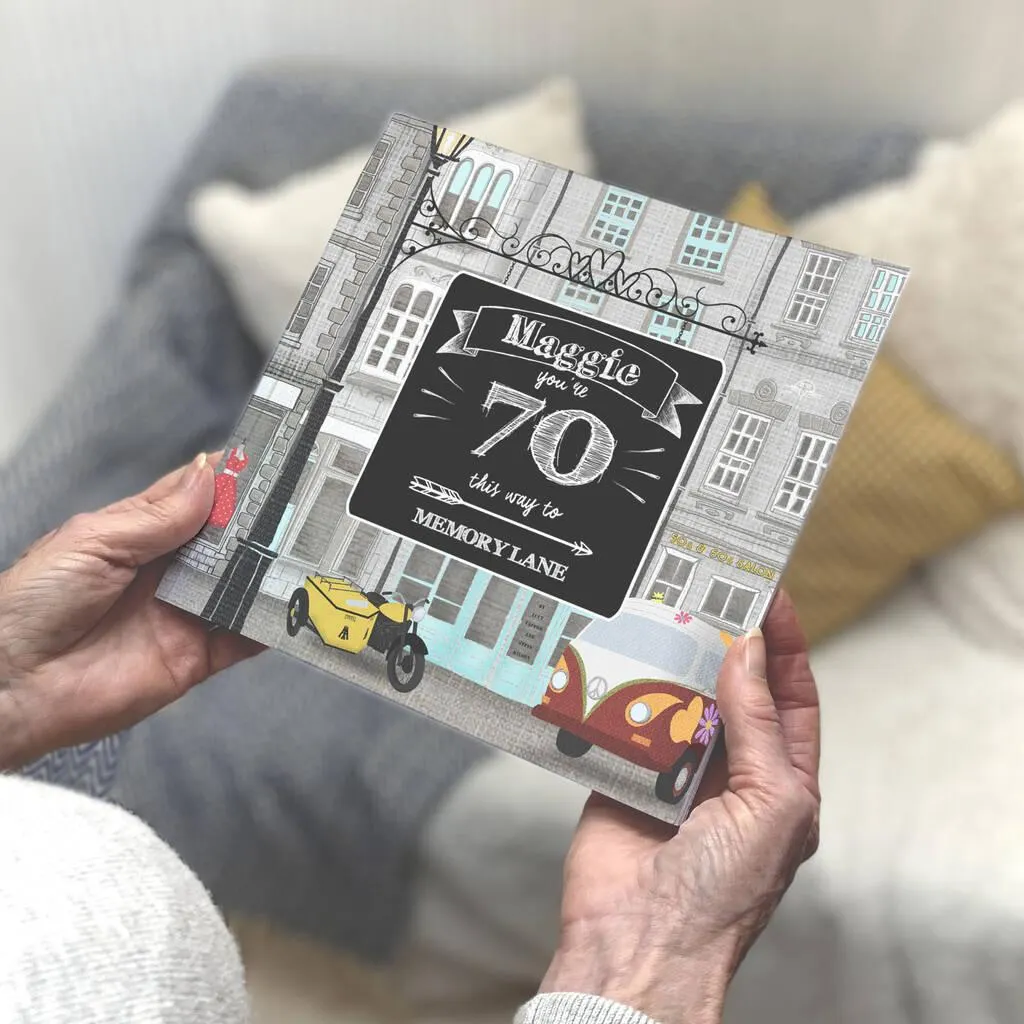 Personalised 70th Birthday Book 'Memory Lane'