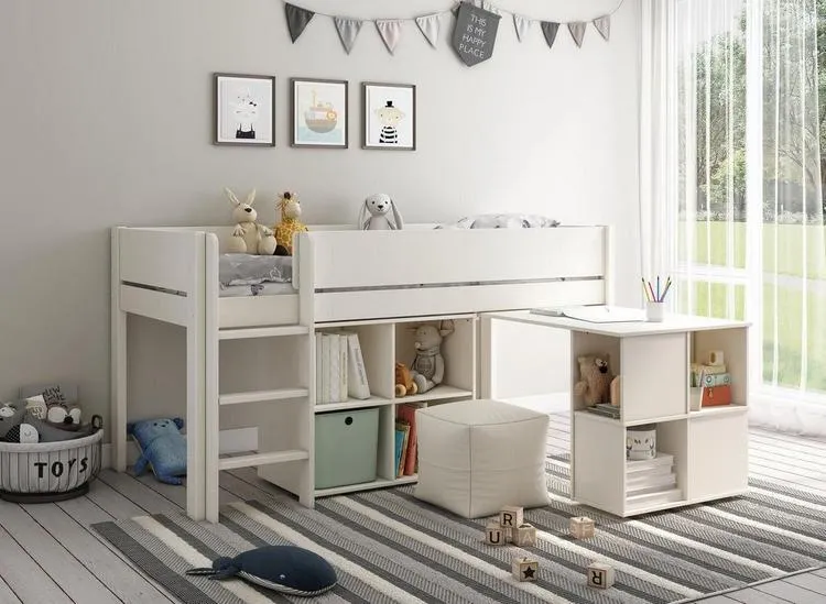 Anderson Mid Sleeper Bed Frame with Cube & Desk