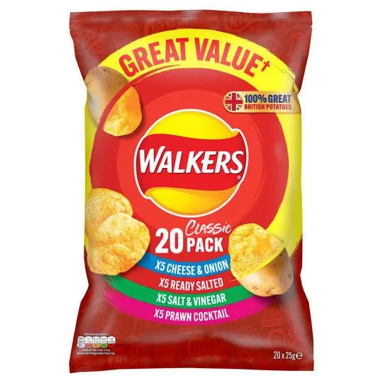 Walkers Classic Variety Multipack Crisps 20 x 25g