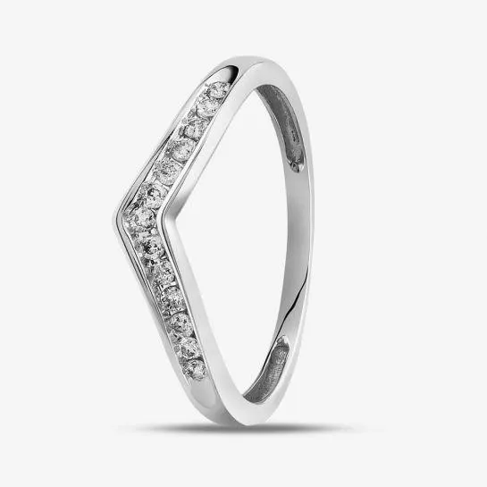 9ct White Gold 0.12ct Diamond Wishbone Half Eternity Ring