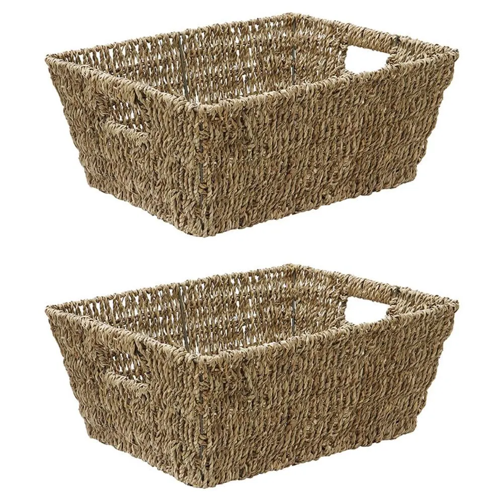 JVL Seagrass Rectangular Storage Basket Set of 2