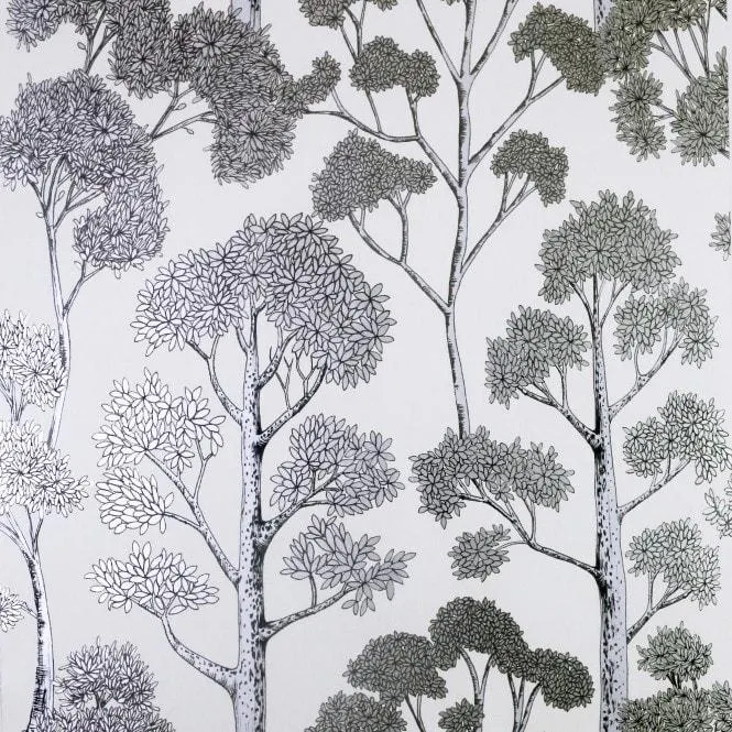 Delamere Wallpaper in White and Silver