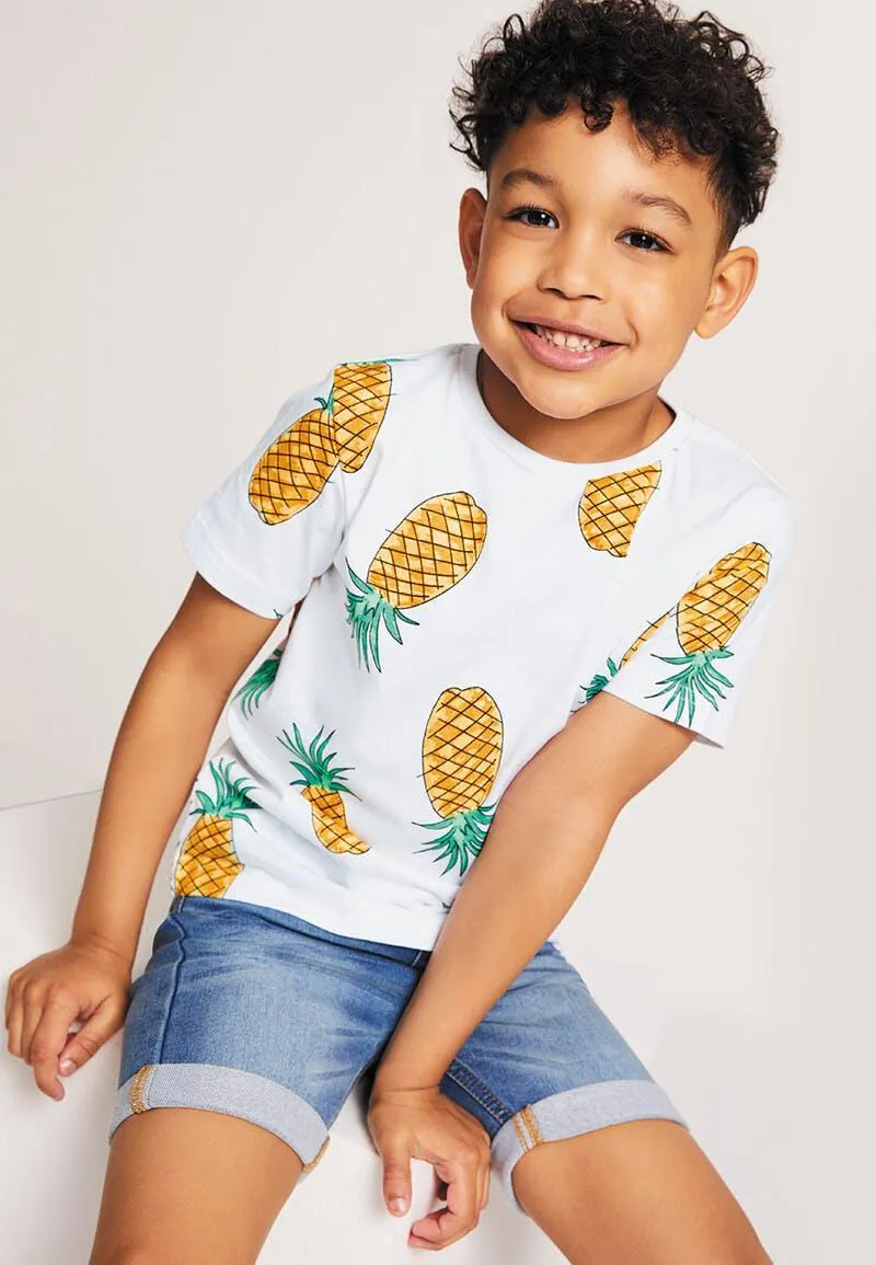 Younger Boys White Pineapple T-Shirt
