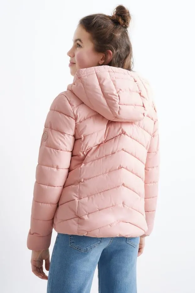 Quilted jacket with hood - water-repellent