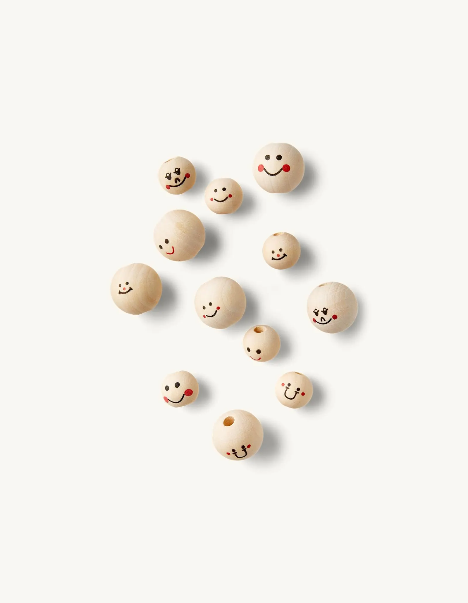 Wooden beads with faces