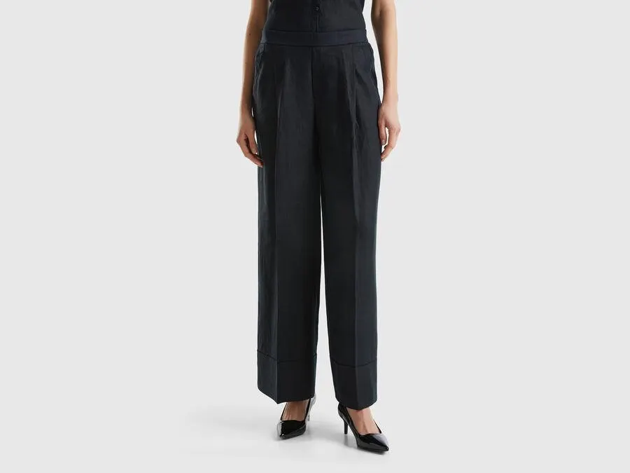 Palazzo trousers in 100% linen