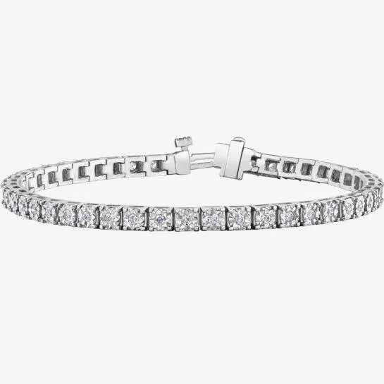 9ct White Gold 1.00ct Diamond Bracelet BR988W/100-9