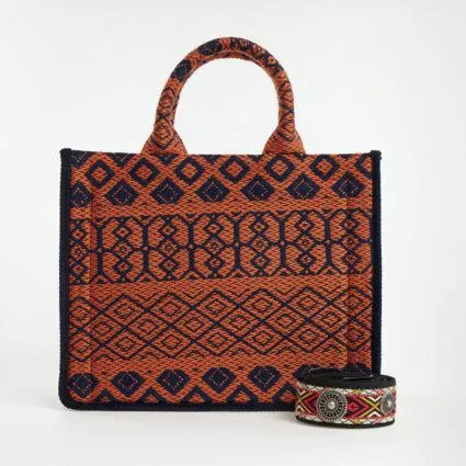 Red & Black Patterned Tote Bag
