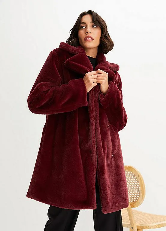 bonprix Faux Fur Lapel Coat