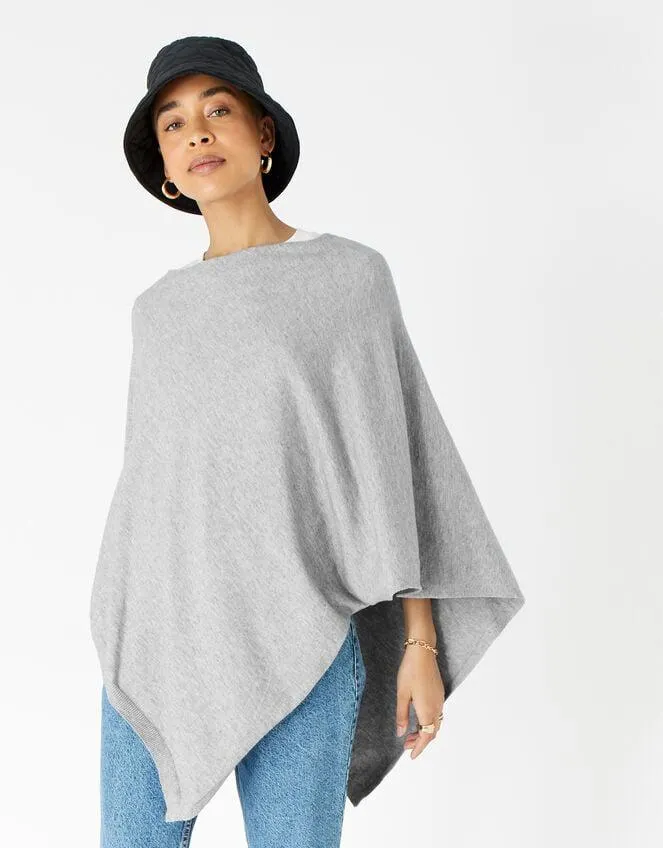 Lightweight Knit Poncho Grey