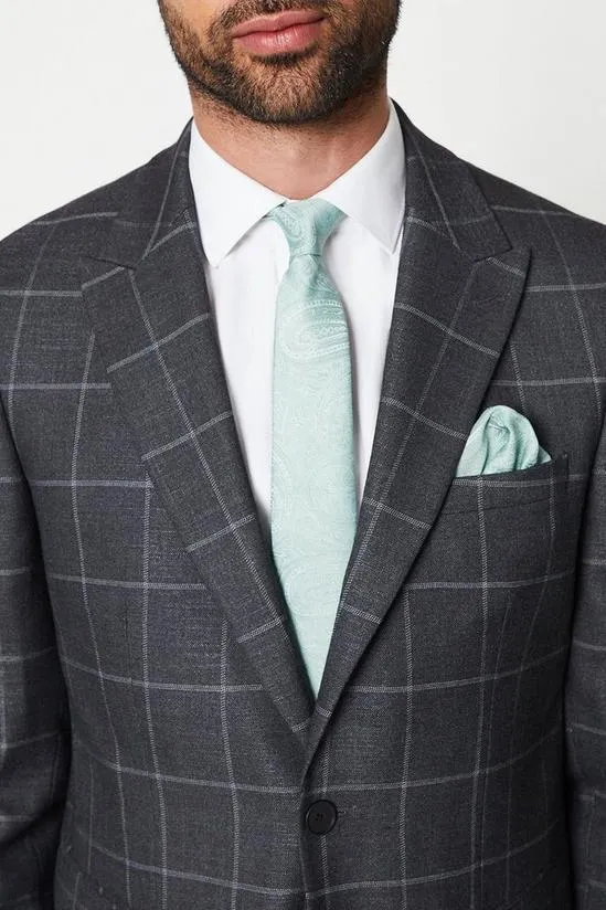 Sage Paisley Tie & Square Set