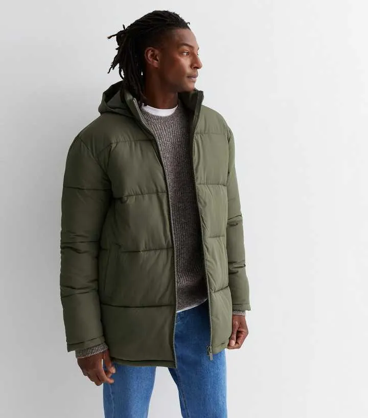 Khaki Hooded Puffer Jacket