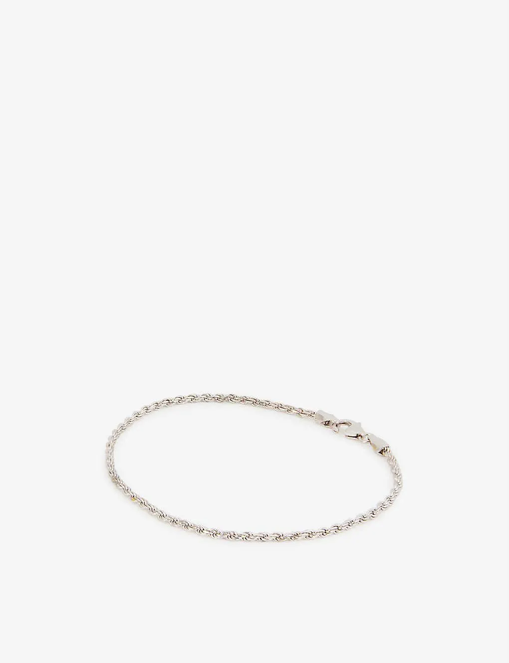 Rope Chain sterling silver polished rhodium-plated bracelet