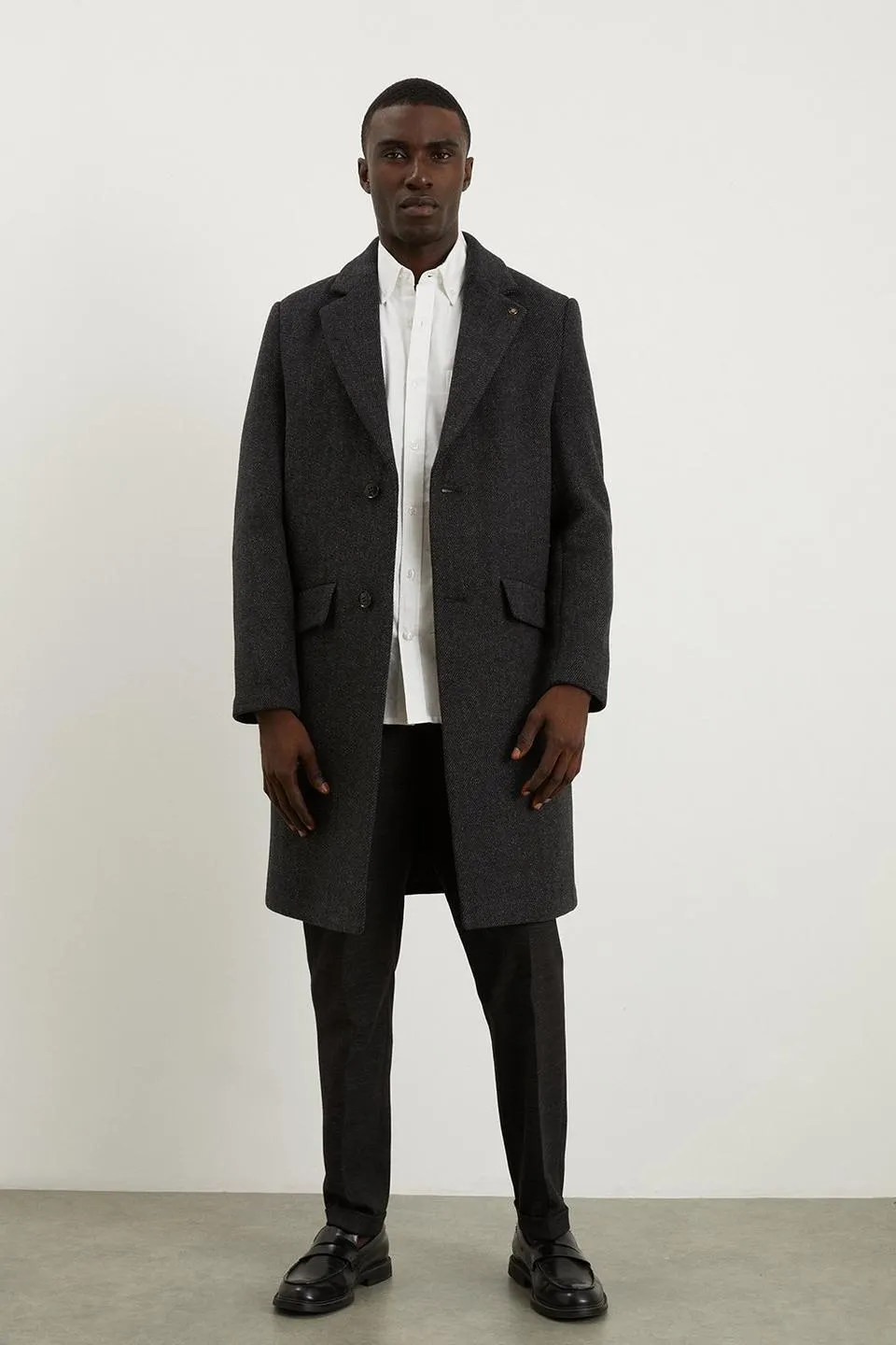 Single Breasted Wool Blend Coat