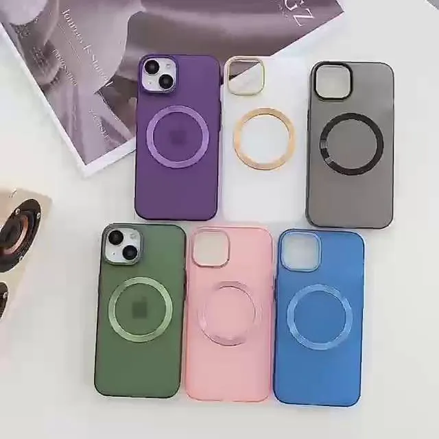Phone Case For Apple With Magsafe iPhone 14 13 12 Pro Max Bumper Frame Magnetic Support Wireless Charging Solid Colored TPU PC