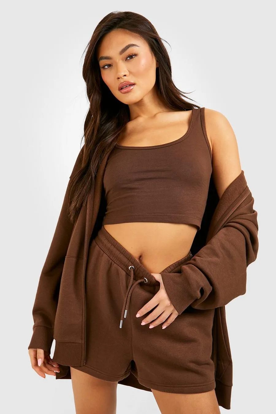 Scoop Neck Crop Top And Sweat Short Set